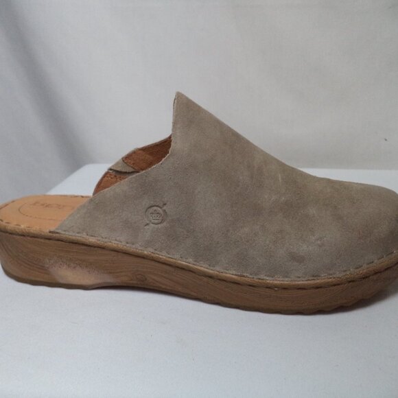 Born Andy nubuck leather clogs mules comfort slides taupe Women Size Sz 10 - Picture 5 of 10